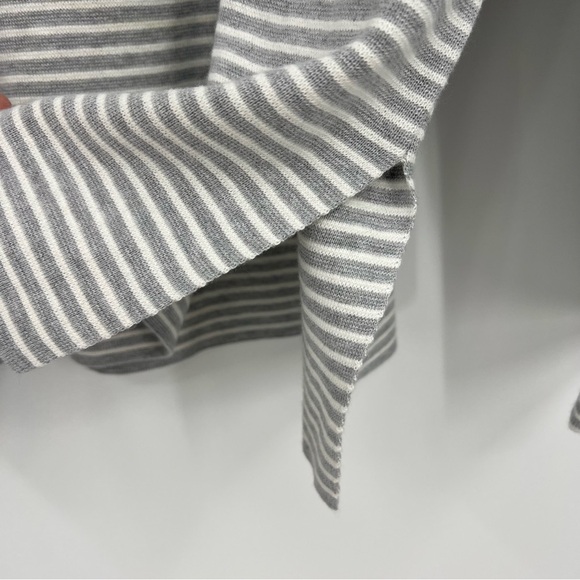Eileen Fisher Striped Organic Cotton Silk Cuffed Sweater Top Small Preppy Gray - Picture 3 of 6